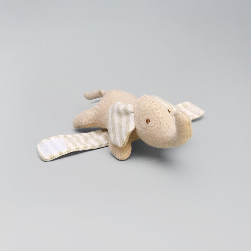 Lovingly Signed Organic Cotton Elephant Wrist Rattle - Image 1
